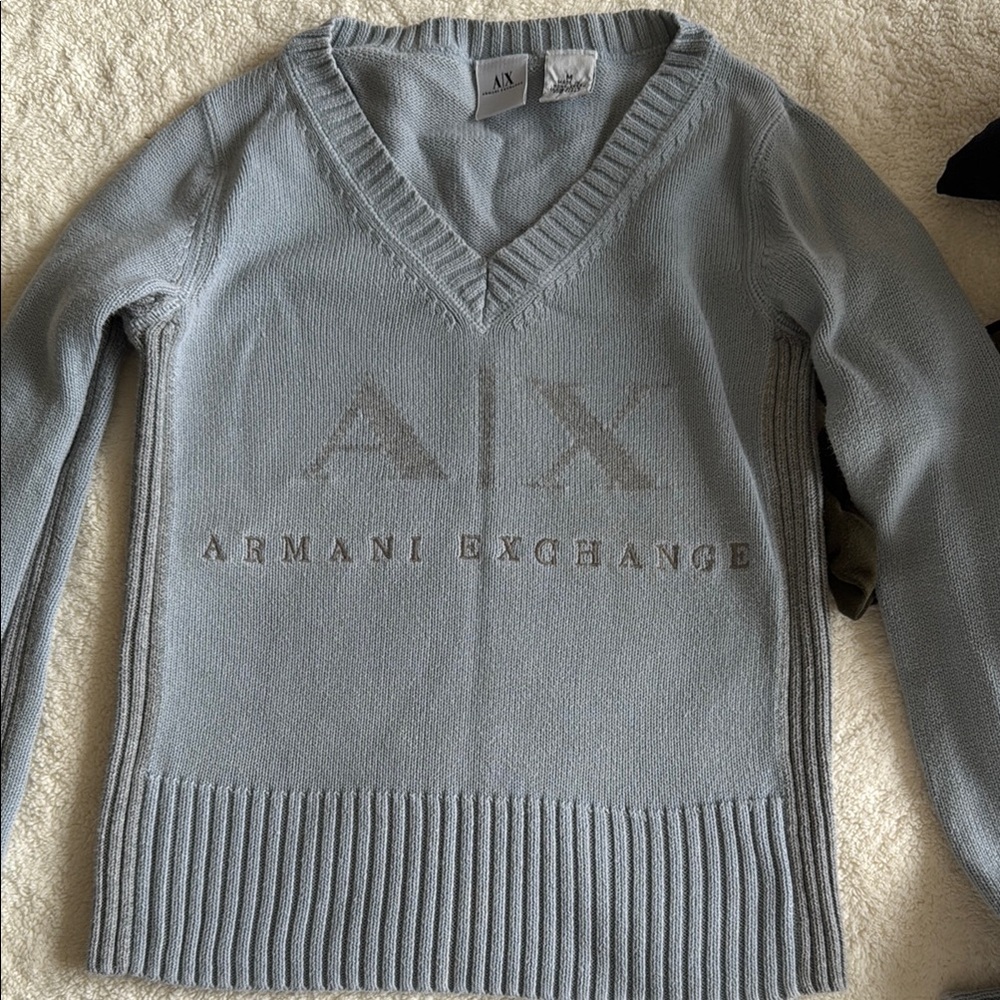 Armani Exchange blue V-Neck Sweater